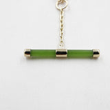 9ct Gold Set New Zealand Greenstone Fob with 9ct Gold Chain SJ110