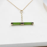 9ct Gold Set New Zealand Greenstone Fob with 9ct Gold Chain SJ110