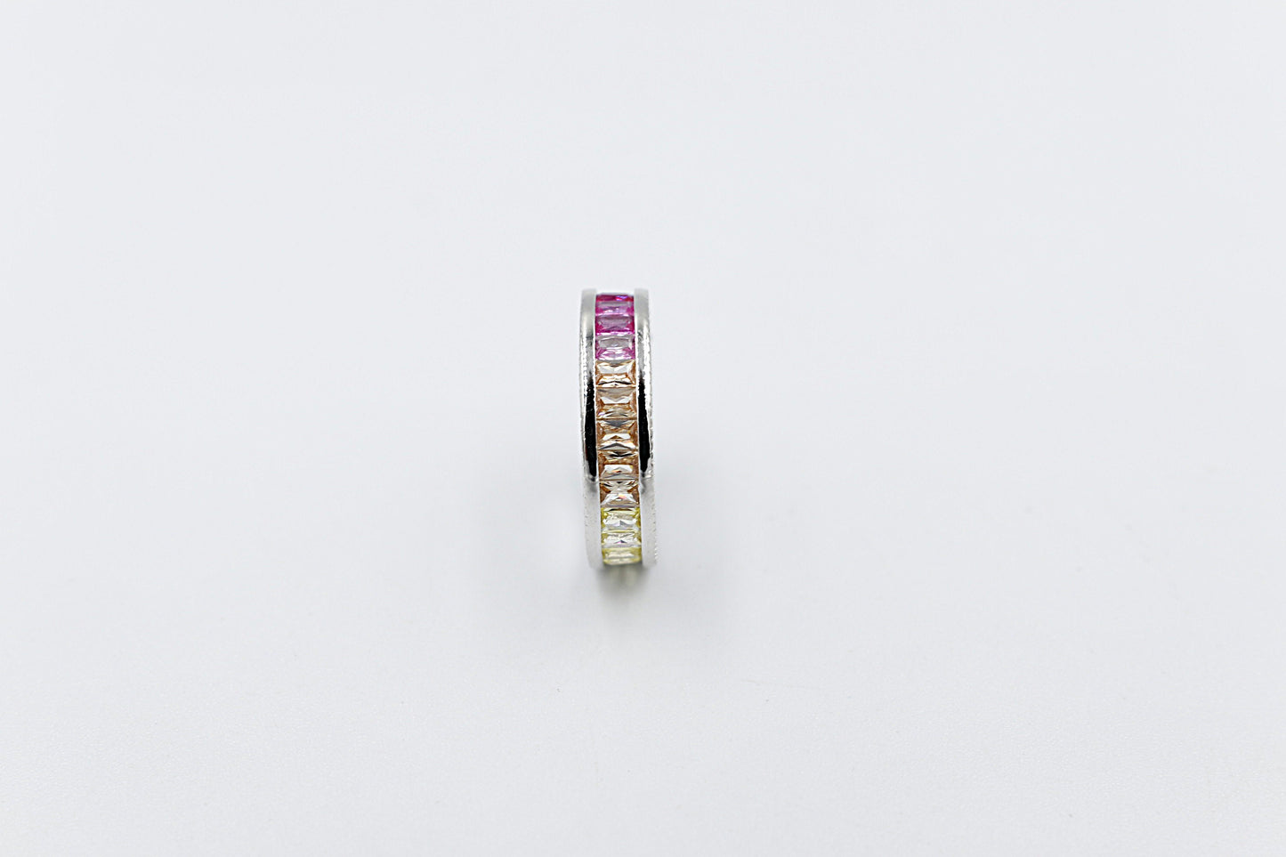 Stg Silver Multi Color CZ ring IRA201