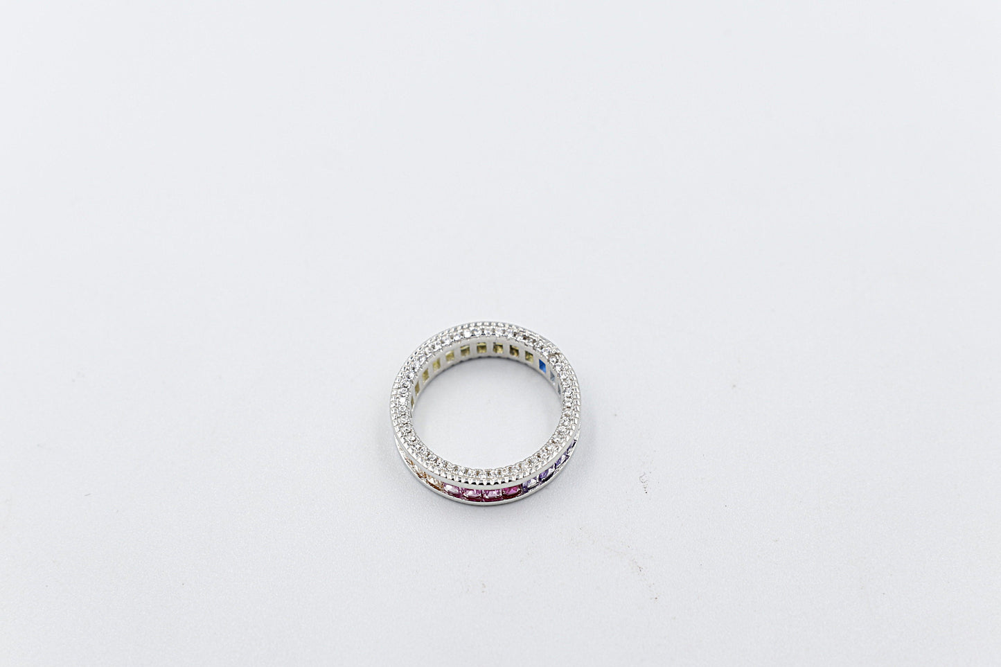 Stg Silver Multi Color CZ ring IRA201