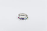 Stg Silver Multi Color CZ ring IRA201