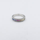 Stg Silver Multi Color CZ ring IRA202