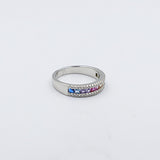 Stg Silver Multi Color CZ ring IRA202