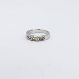 Stg Silver Multi Color CZ ring IRA202