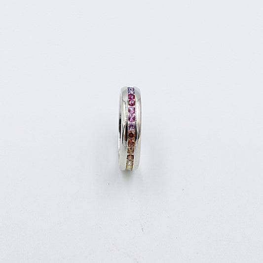 Stg Silver Multi Color CZ ring IRA203