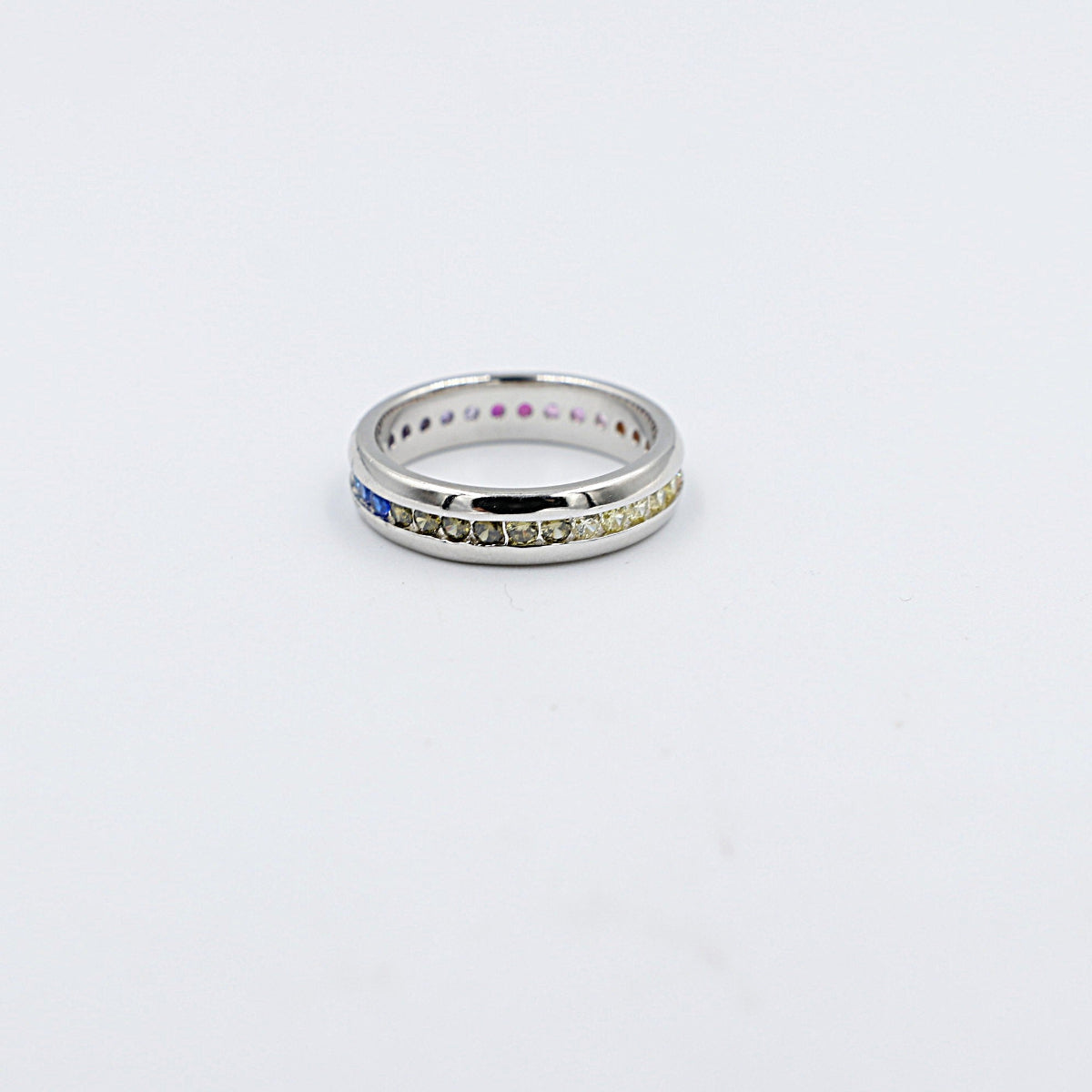 Stg Silver Multi Color CZ ring IRA203