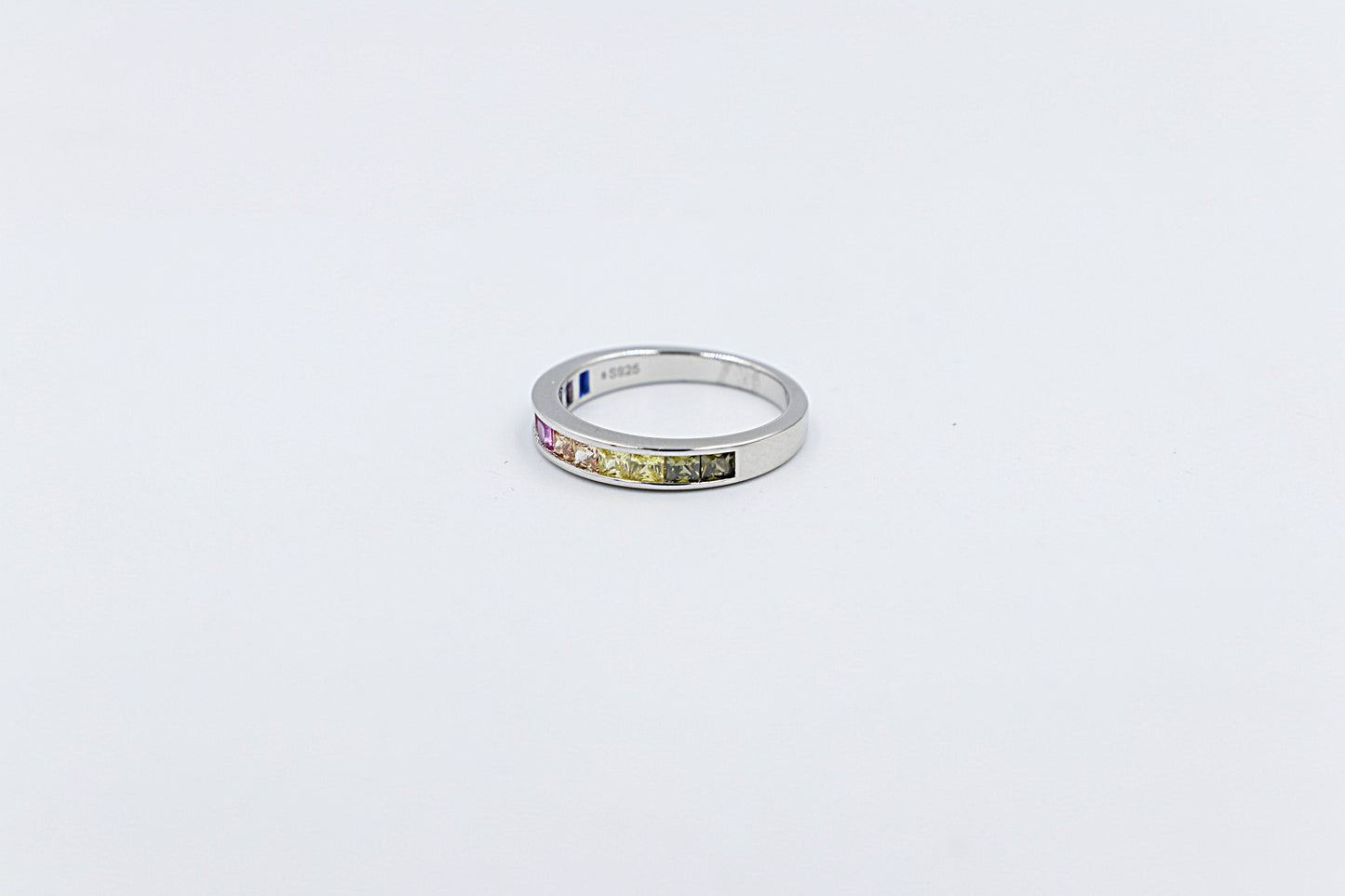Stg Silver Multi Color CZ ring IRA204