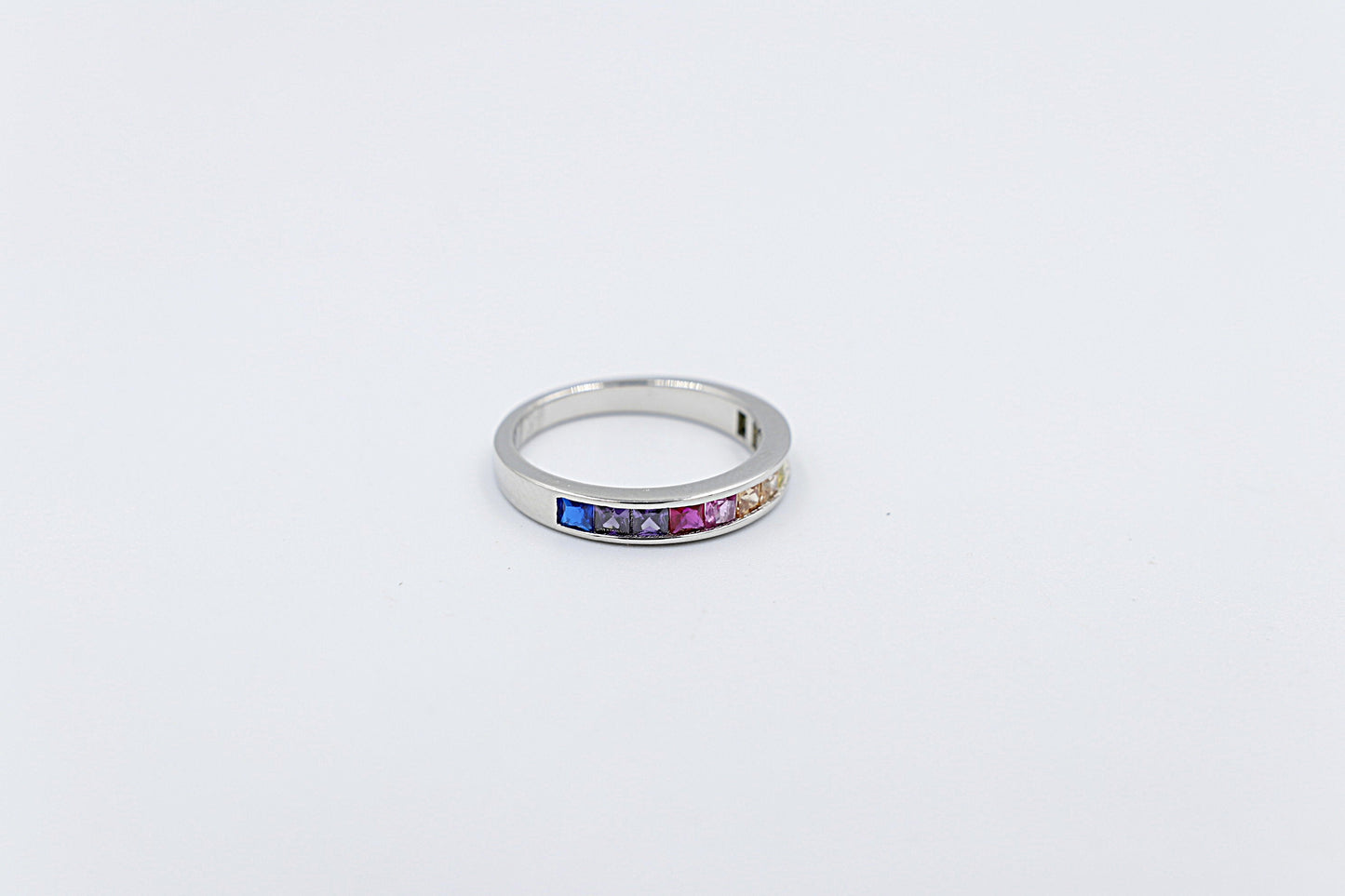 Stg Silver Multi Color CZ ring IRA204