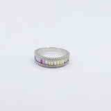 Stg Silver Multi Color CZ ring IRA205