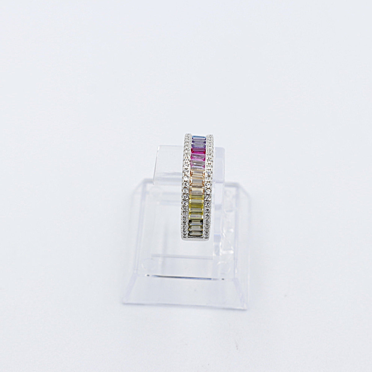 Stg Silver Multi Color CZ ring IRA205