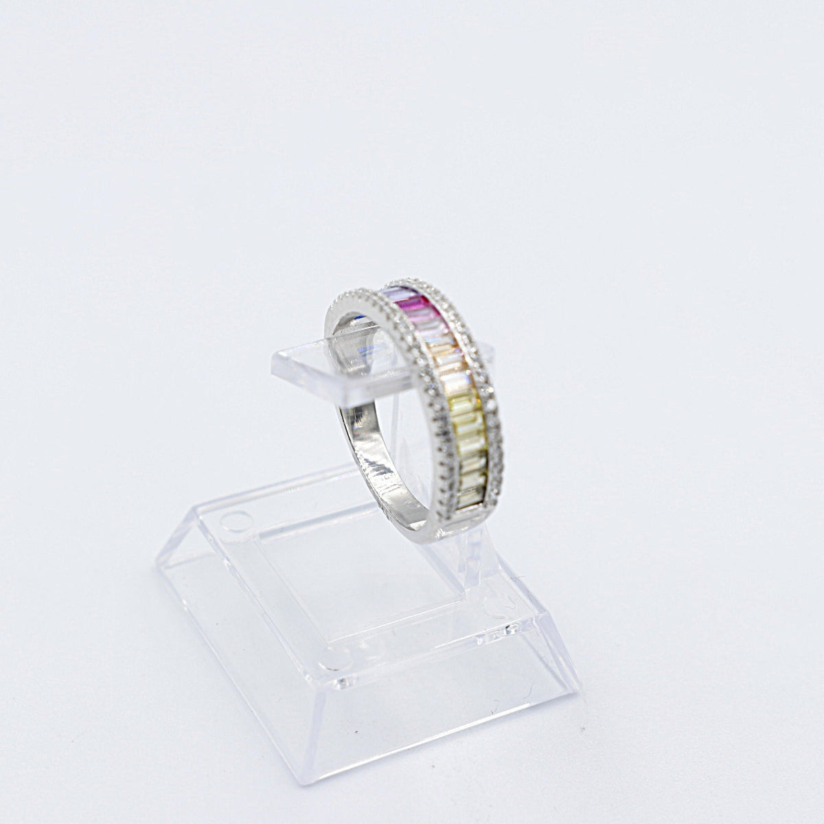 Stg Silver Multi Color CZ ring IRA205