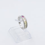 Stg Silver Multi Color CZ ring IRA205
