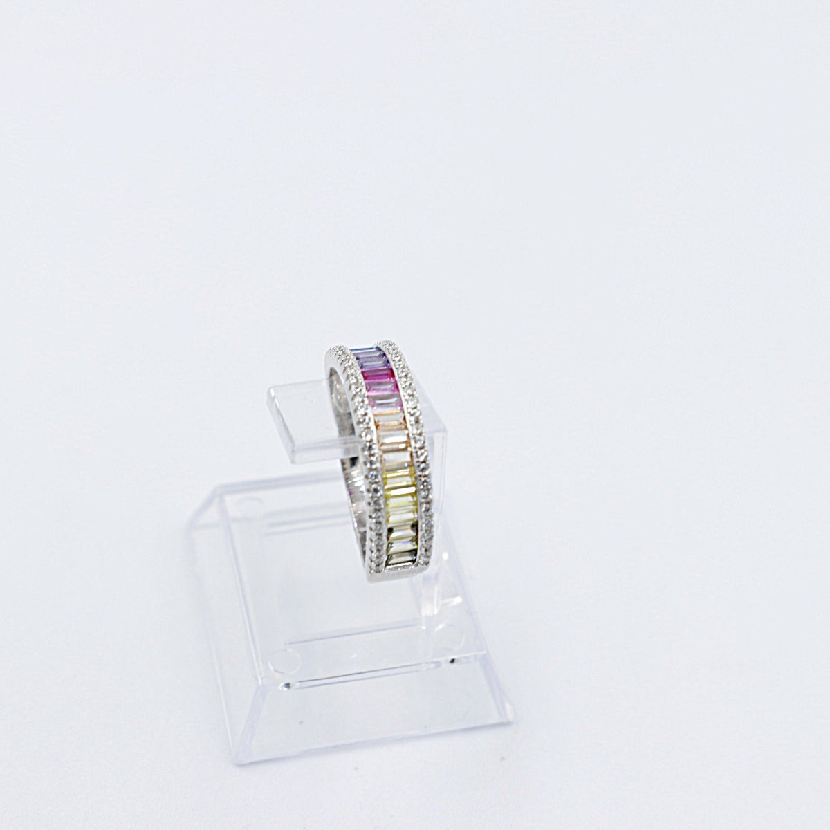 Stg Silver Multi Color CZ ring IRA205
