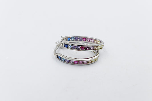 Stg Silver Multi Color CZ Earrings  IRA207