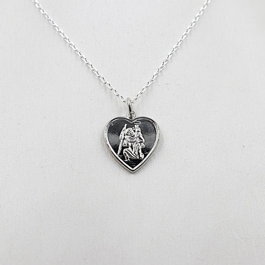 Stg silver Heart Saint Christopher Pendent SSTCH203