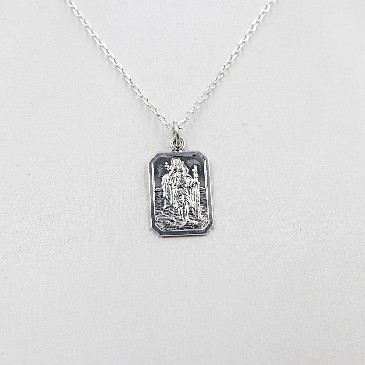 Stg silver Rectangle Saint Christopher Pendent SSTCH71