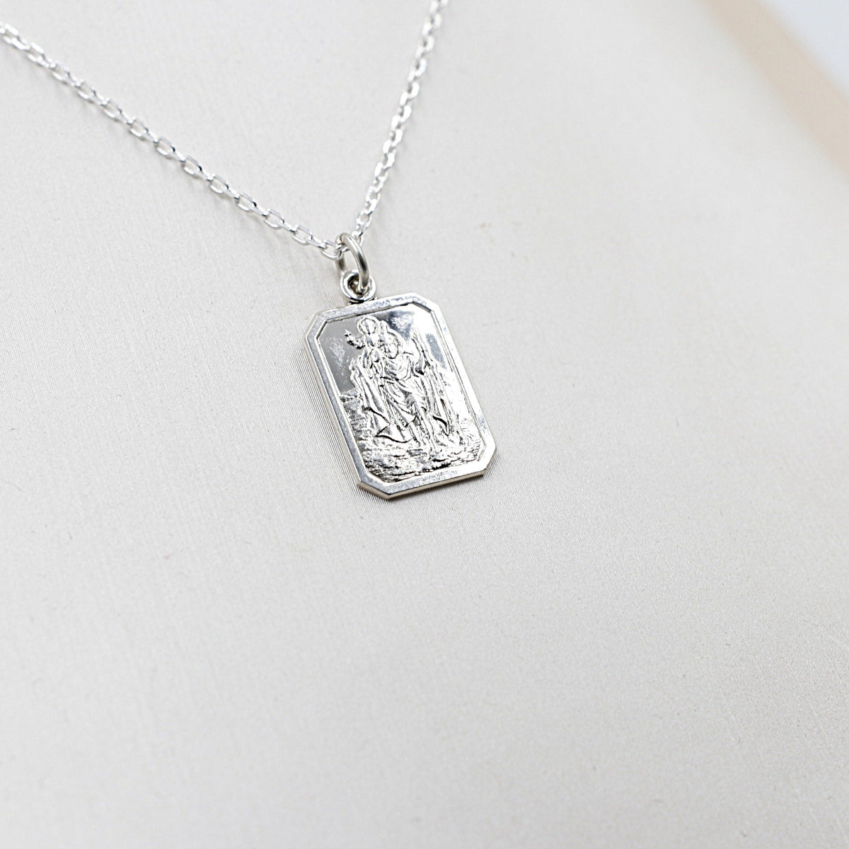 Stg silver Rectangle Saint Christopher Pendent SSTCH71