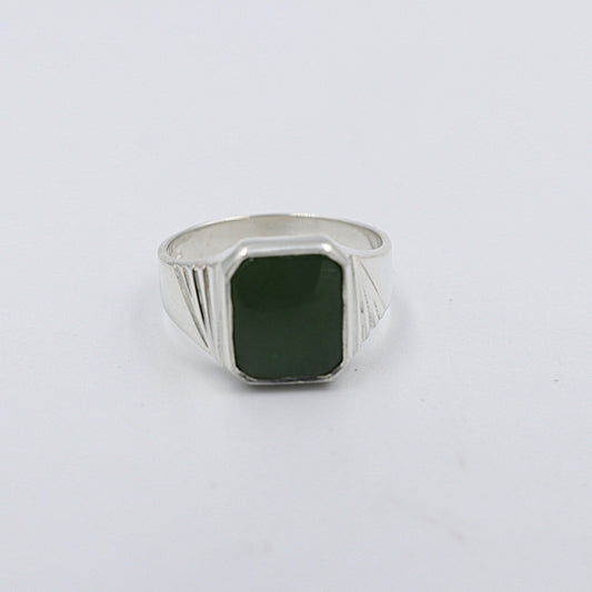 Stg Silver Ring with New Zealand Greenstone 155ALX