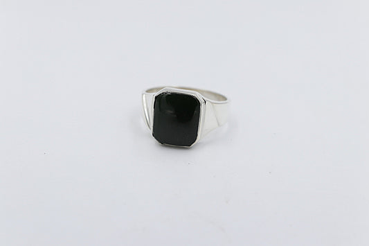 Stg Silver Ring with Greenstone ALX101