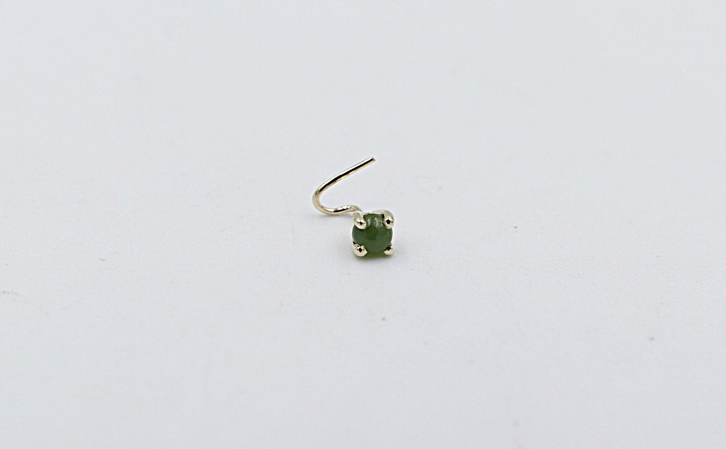 9ct Gold Genuine Greenstone Nose Stud 3mm