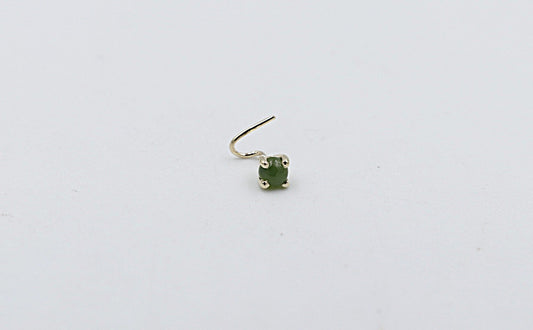 9ct Gold Genuine Greenstone Nose Stud 3mm