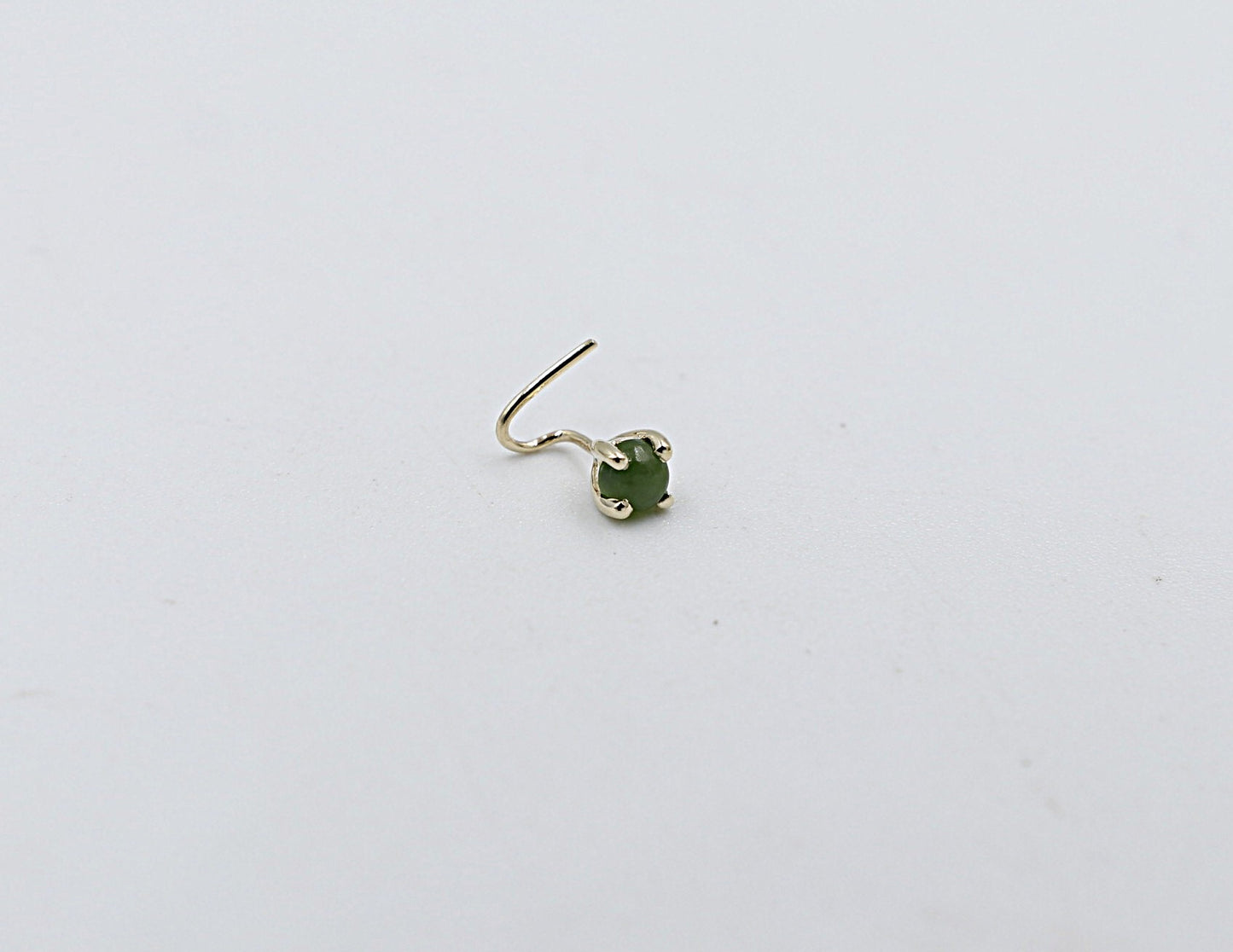9ct Gold Genuine Greenstone Nose Stud 3mm