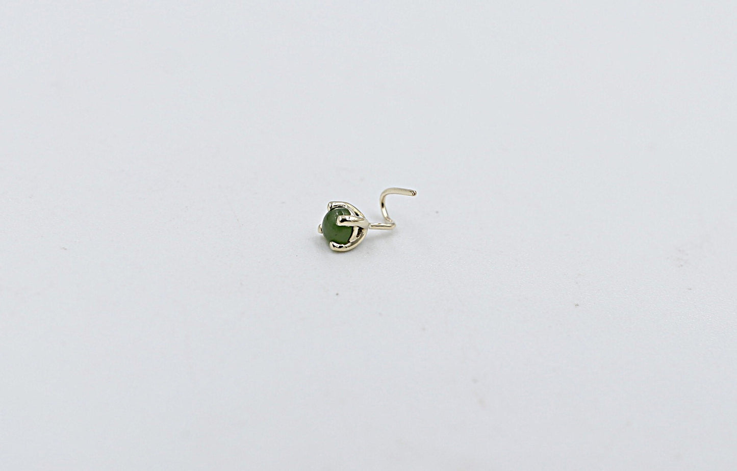 9ct Gold Genuine Greenstone Nose Stud 3mm