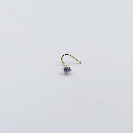 9ct Gold Genuine Tanzanite Nose Stud 2mm