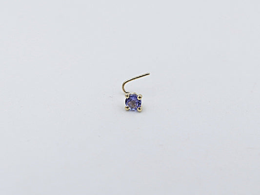 9ct Gold Genuine Tanzanite Nose Stud 3mm