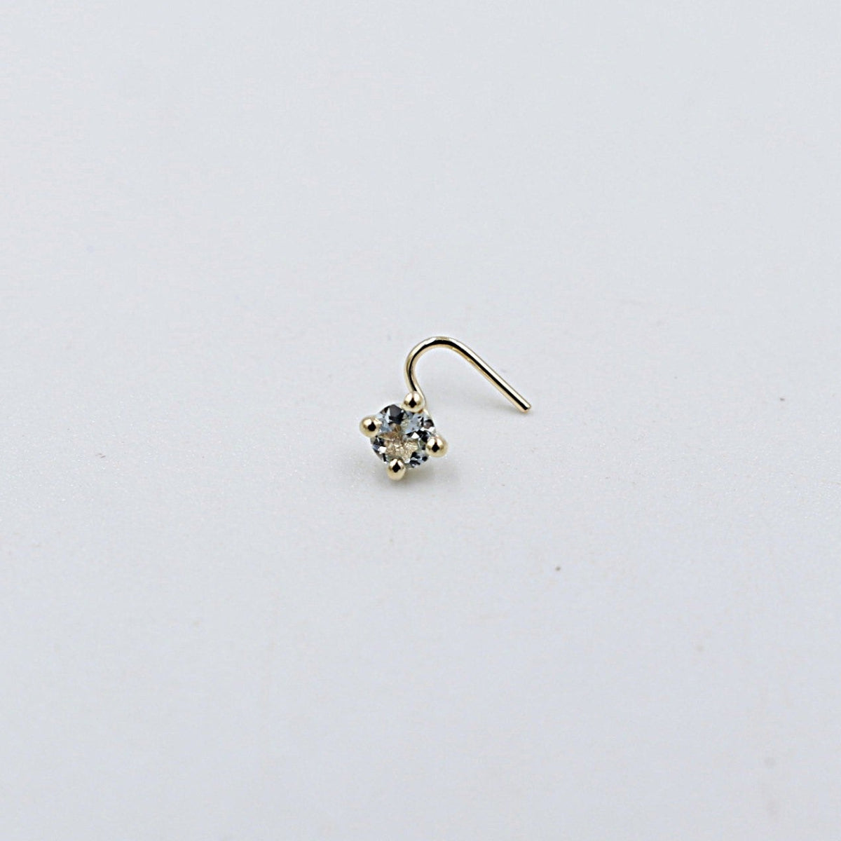 9ct  Gold Genuine Aquamarine Nose Stud 3mm