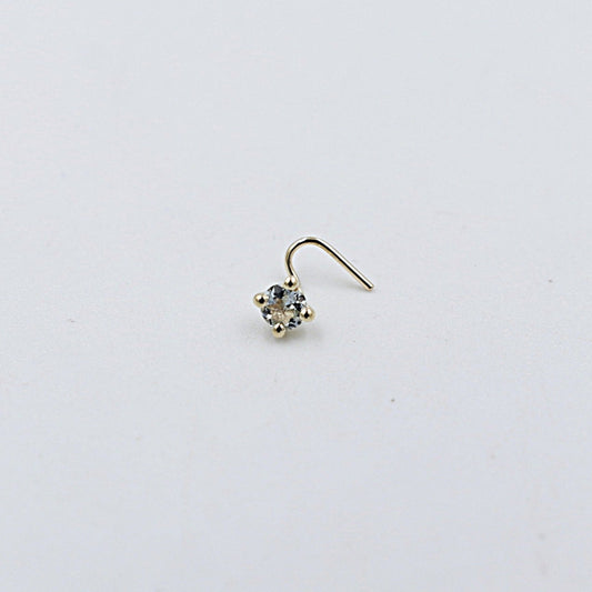 9ct  Gold Genuine Aquamarine Nose Stud 3mm