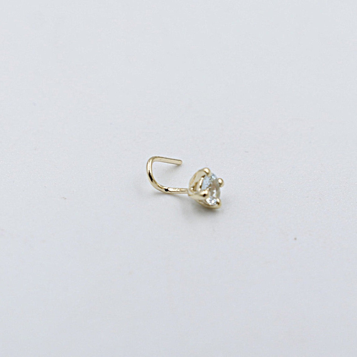 9ct  Gold Genuine Aquamarine Nose Stud 3mm