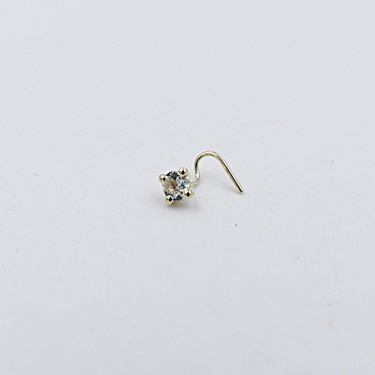 9ct  Gold Genuine Aquamarine Nose Stud 3mm