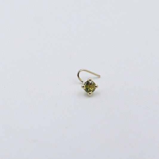 9ct Gold Genuine Peridot Nose Stud 3mm