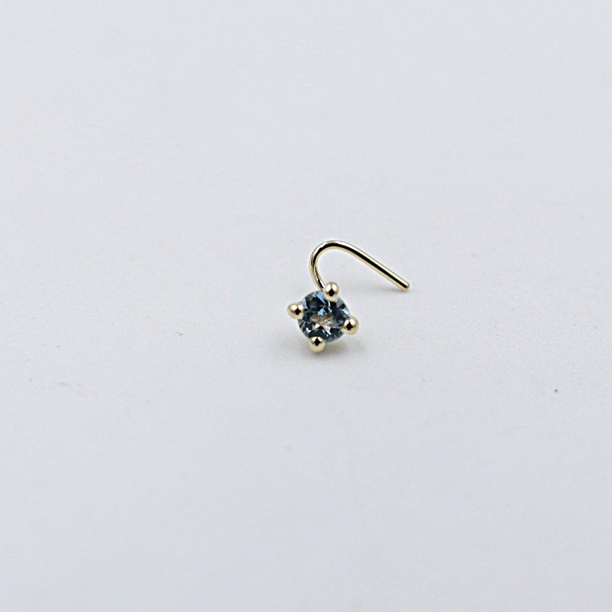 9ct Gold Genuine Blue Topaz Nose Stud 3mm