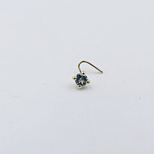 9ct Gold Genuine Blue Topaz Nose Stud 3mm