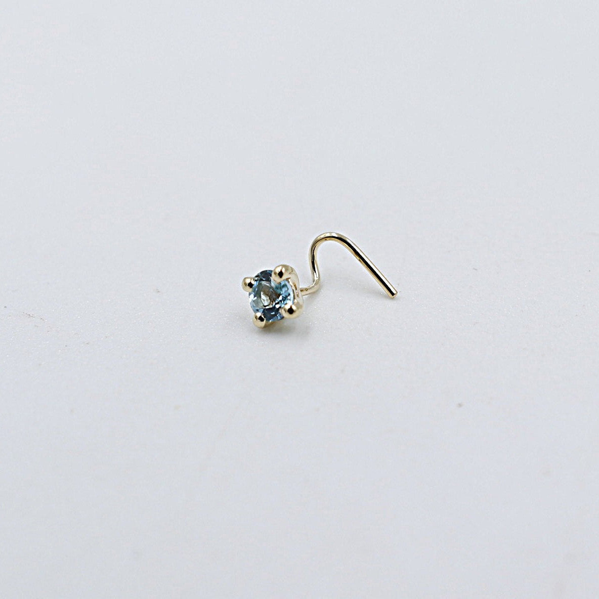 9ct Gold Genuine Blue Topaz Nose Stud 3mm