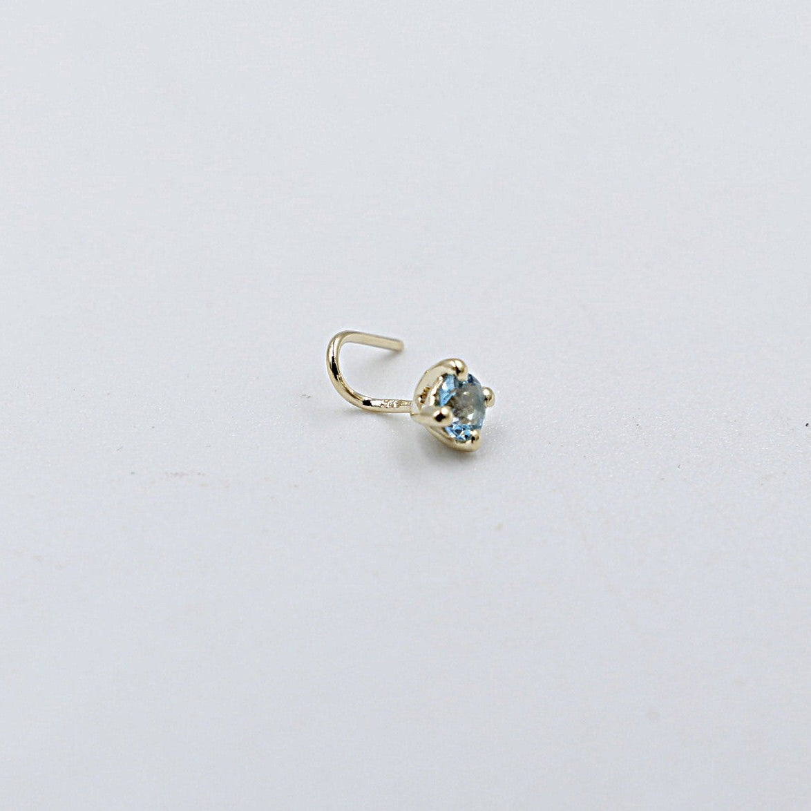 9ct Gold Genuine Blue Topaz Nose Stud 3mm