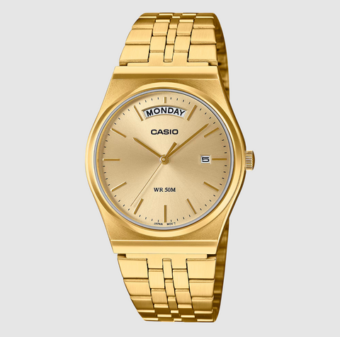 Casio Analogue Day Date Retro Gold Watch - MTPB146G-9A