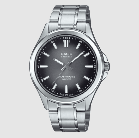 Casio Solar Power Analogue Silver/Black Watch - MTSRS100D-1A