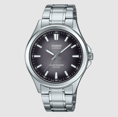 Casio Solar Power Analogue Silver/Black Watch - MTSRS100D-1A