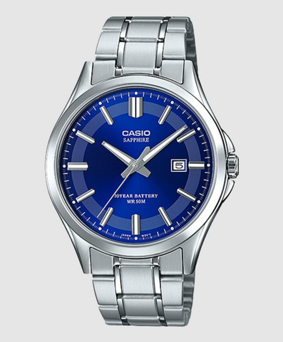 Casio Solar Power Analogue Blue/Silver Watch - MTSRS100D-2A