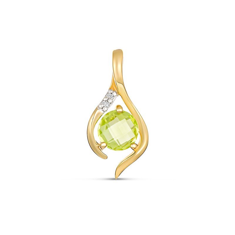 9ct Gold Genuine Peridot & Diamond Pendent P3001-PDDC