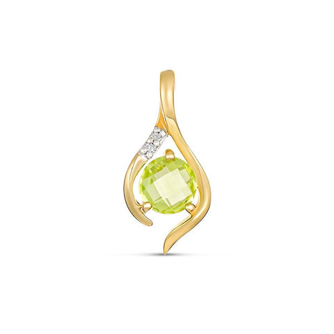 9ct Gold Genuine Peridot & Diamond Pendent P3001-PDDC