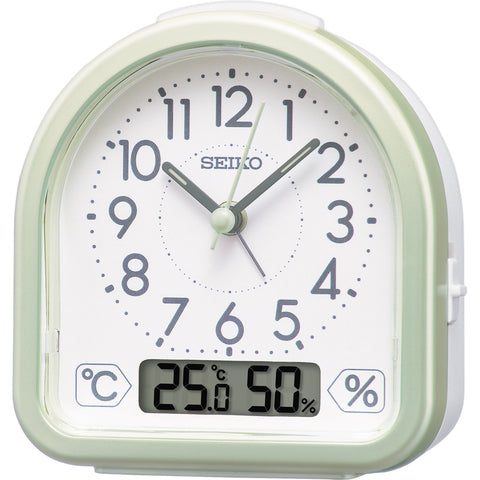Seiko Bedside Alarm Clock with Thermometer Hygrometer- QHE191-M