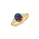 9ct Gold Gala Oval Triplet Opal and Diamond Ring