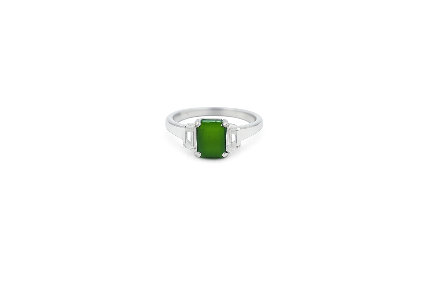 Stg Silver Greenstone set Ring ALX451