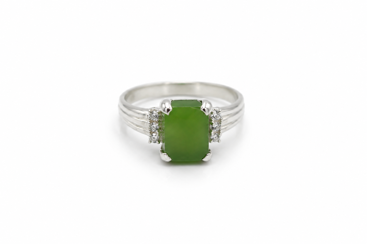 Stg Silver Greenstone set Ring ALX453