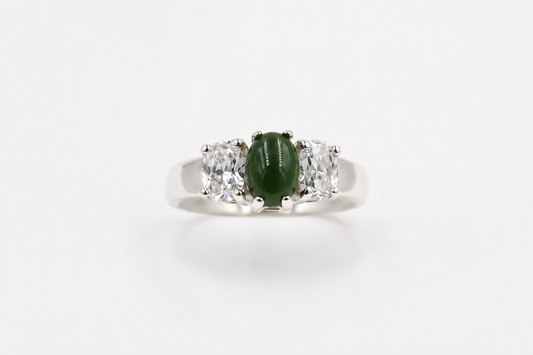 Stg Silver Greenstone set Ring ALX485