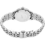 Silver Seiko watch with a metal bracelet on a white background